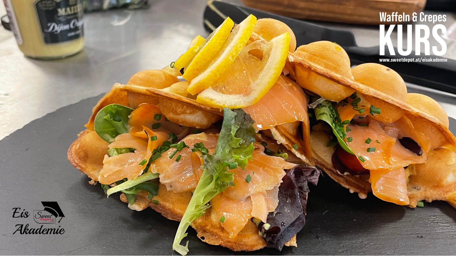 Bild von Bubblewaffel mit Lachs aus dem Waffelkurs
