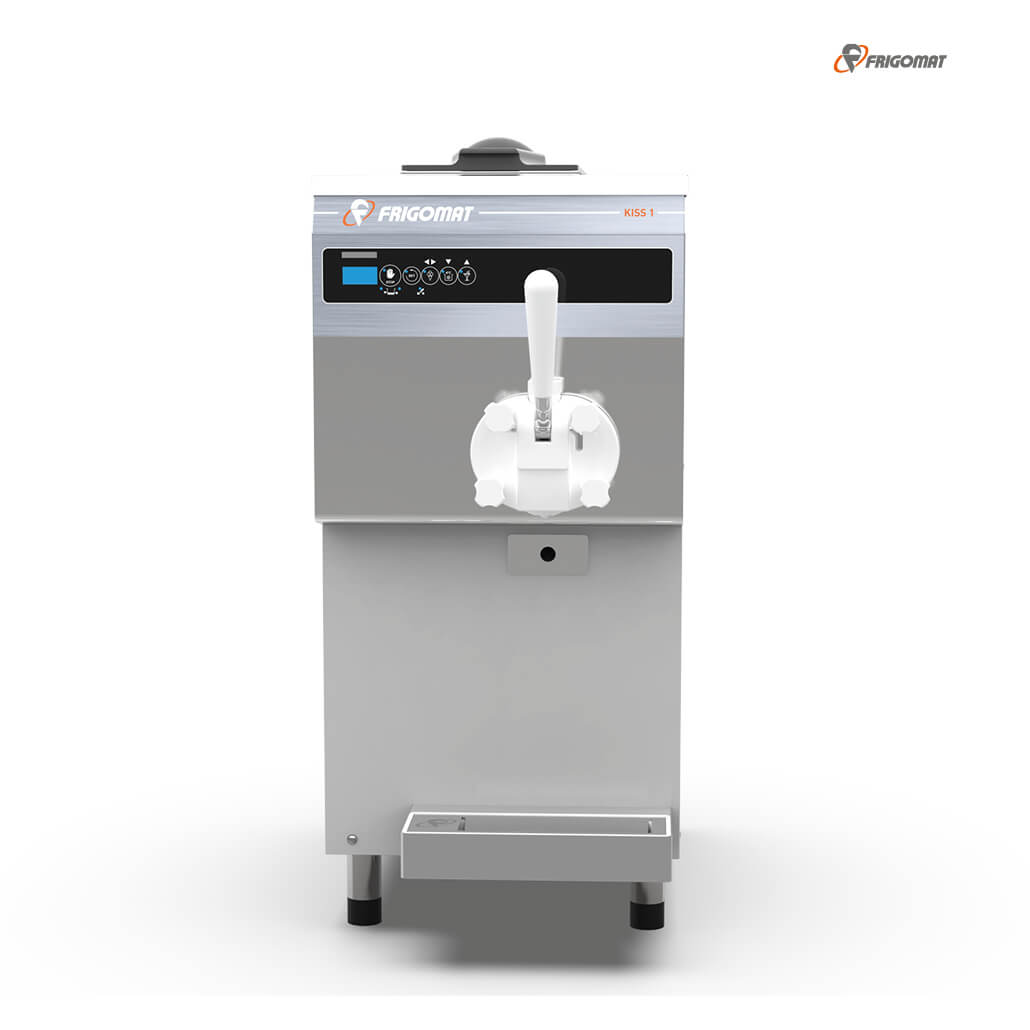 frigomat_softeismaschine_kiss12 Frontansicht mit eingeschalteten Display der Frigomat Softeismaschine Kiss 1